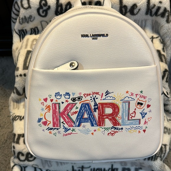 NWOT Karl Lagerfeld White Backpack With No Marks at all - Picture 2 of 15